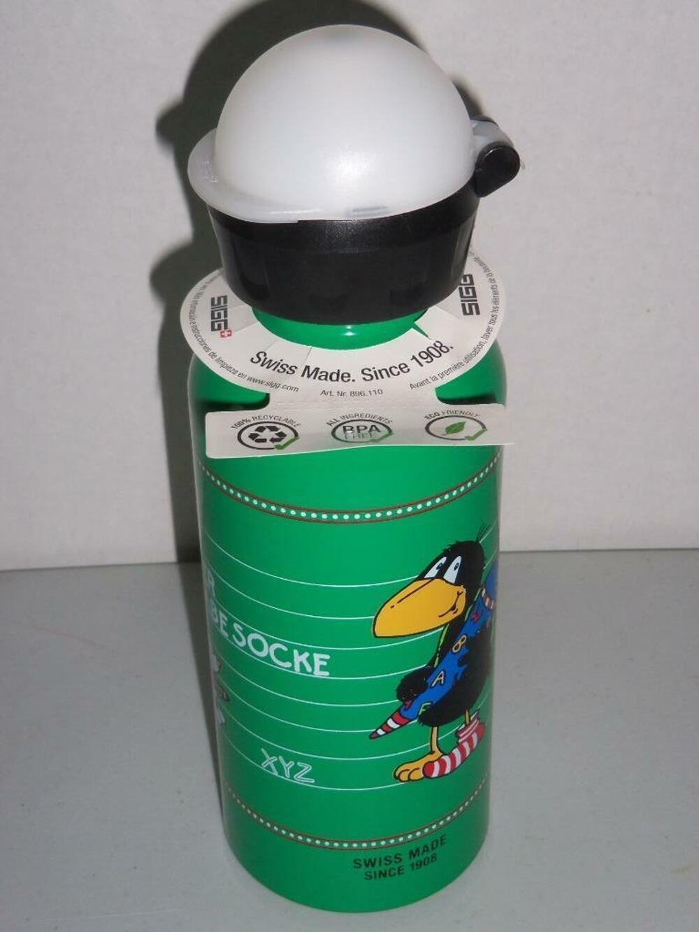 Sigg Kleiner Rabe Socke 0.4 Liter Water Bottle Green New Swiss Made -0518T14